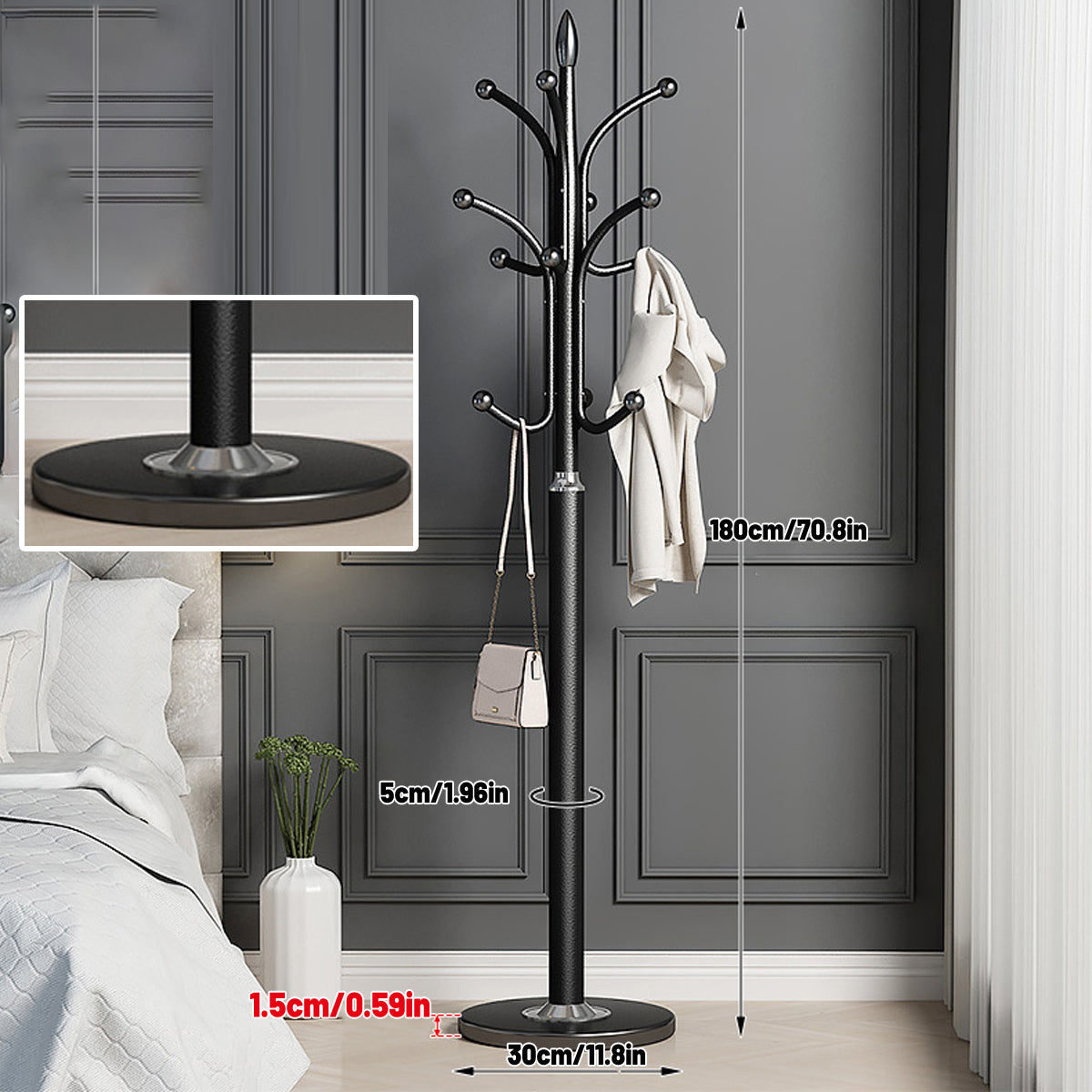 Black Floor Standing Bedroom Coat Rack Set | StorageOZ