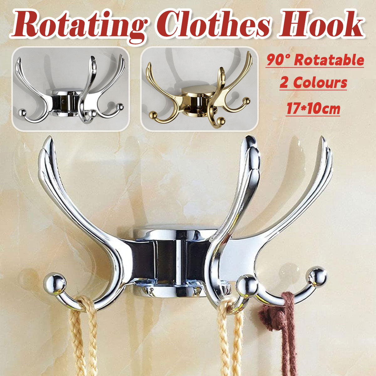 Folding Swivel Wall Hook Two Finishes Set | StorageOZ