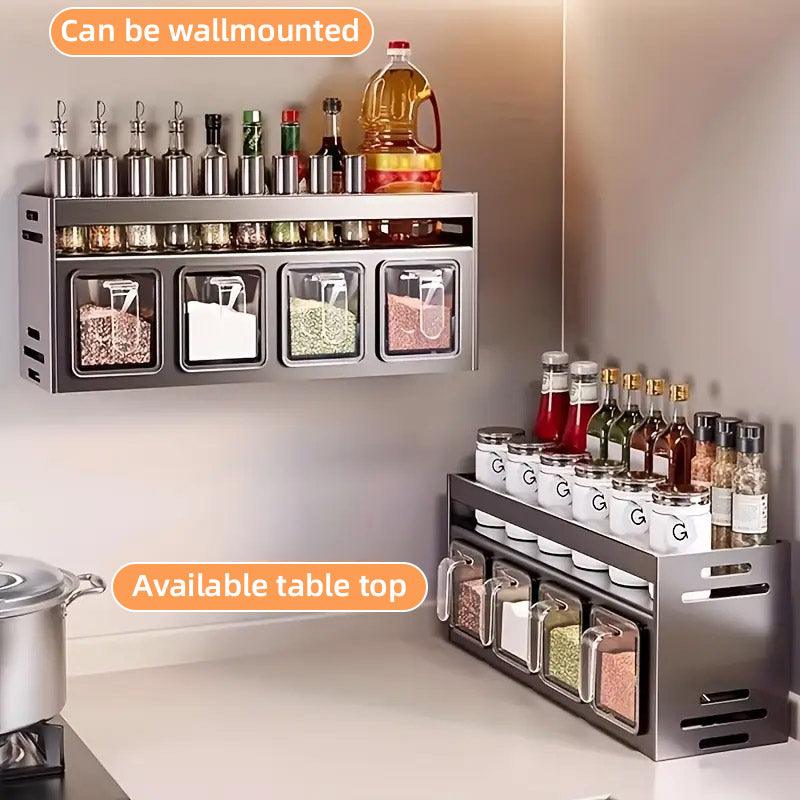 Wall Seasoning Rack 3 or 4 Grids Organiser | StorageOZ