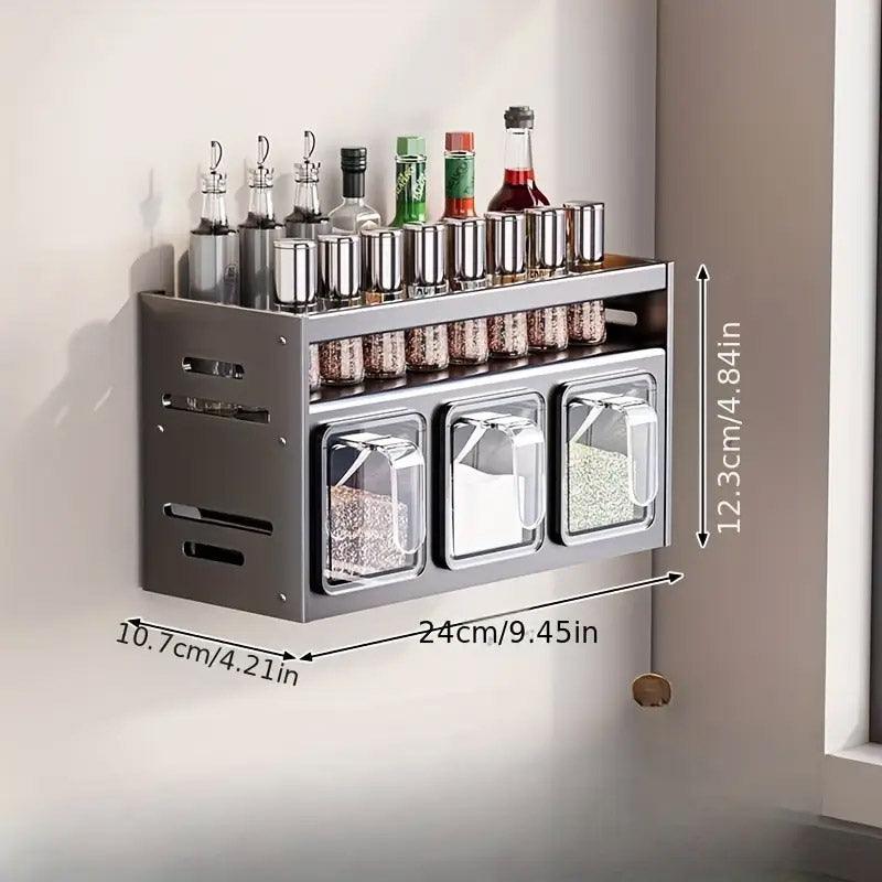 Wall Seasoning Rack 3 or 4 Grids Organiser | StorageOZ