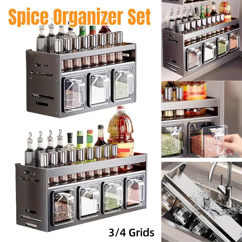 Wall Seasoning Rack 3 or 4 Grids Organiser | StorageOZ