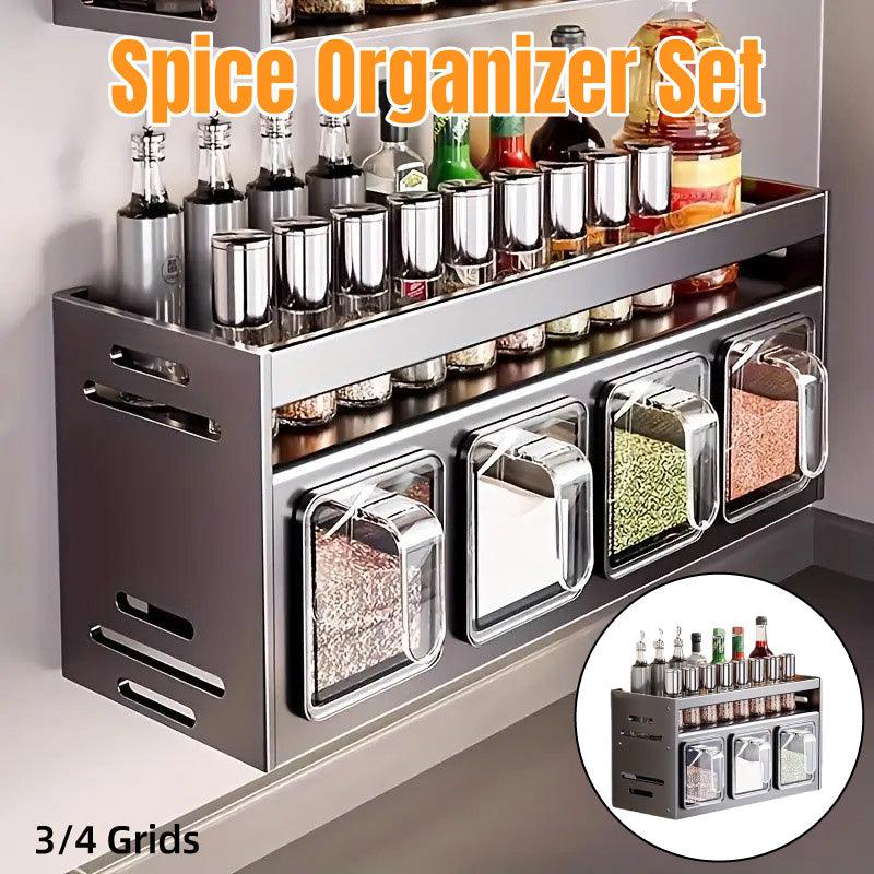 Wall Seasoning Rack 3 or 4 Grids Organiser | StorageOZ