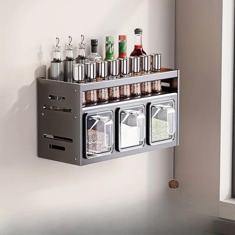 Wall Seasoning Rack 3 or 4 Grids Organiser | StorageOZ