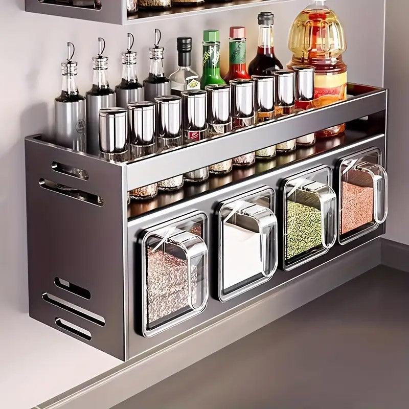 Wall Seasoning Rack 3 or 4 Grids Organiser | StorageOZ