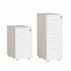 White Metal File Cabinet Two Heights Set | StorageOZ