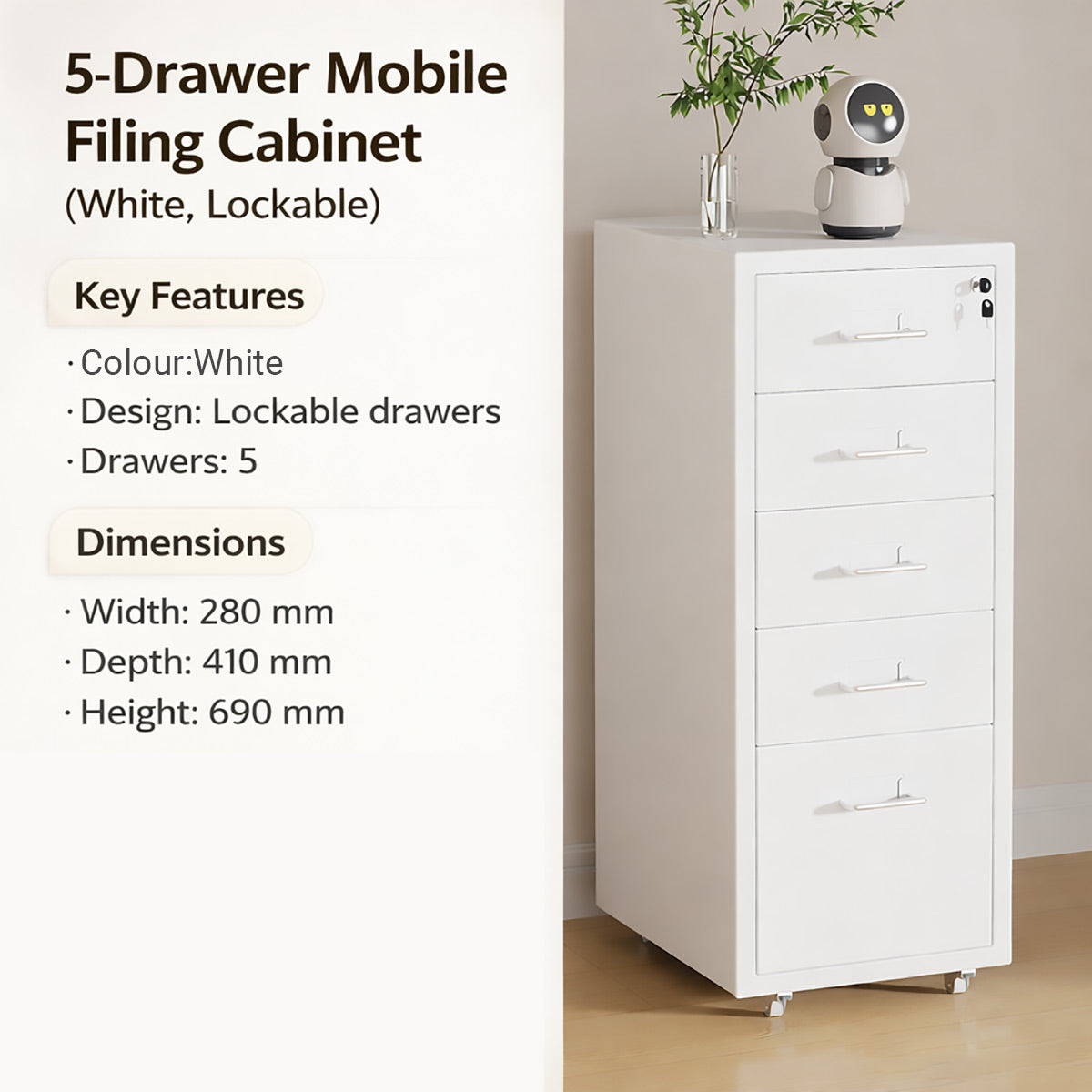 White Metal File Cabinet Two Heights Set | StorageOZ