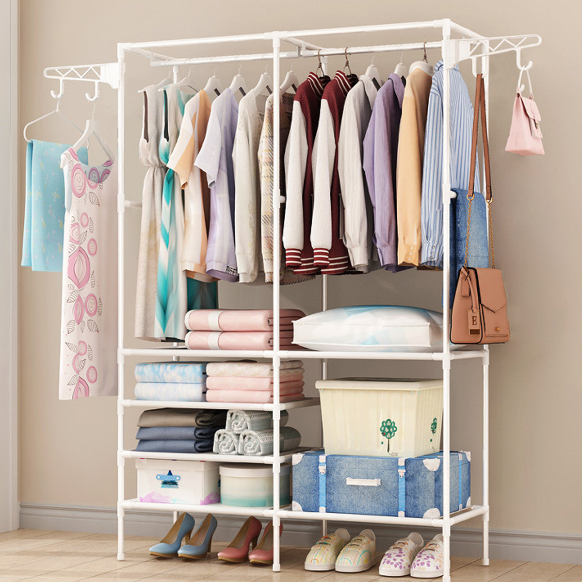 Double Row Floor Clothes Rack Two Colours | StorageOZ