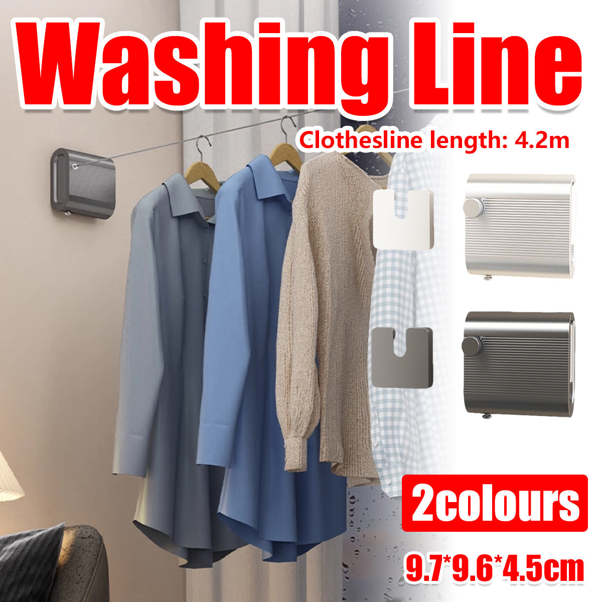 4.2m Steel Retractable Washing Line Two Colours | StorageOZ