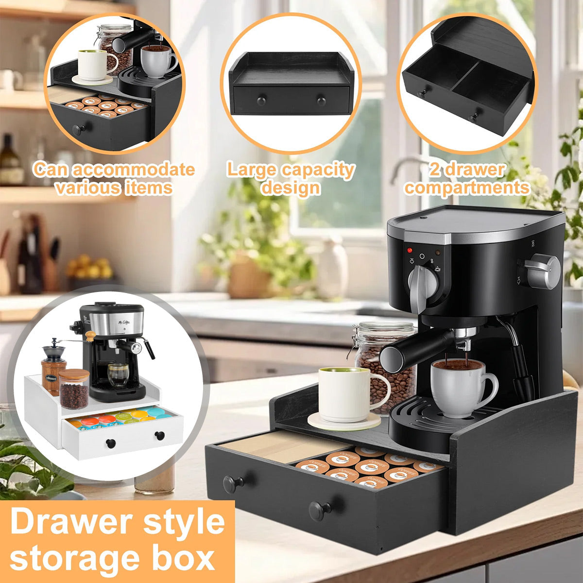Wooden Coffee Drawer Box Two Colours Set | StorageOZ