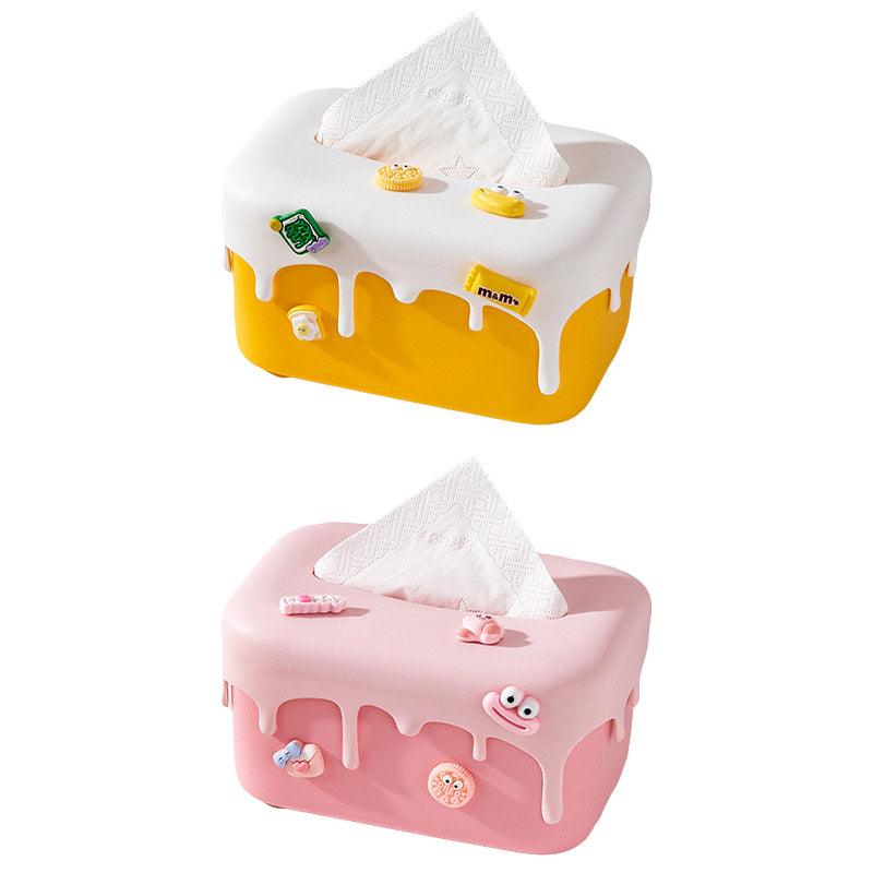 Cream Look Tissue Box in Pink or Yellow Set | StorageOZ