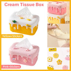 Cream Look Tissue Box in Pink or Yellow Set | StorageOZ
