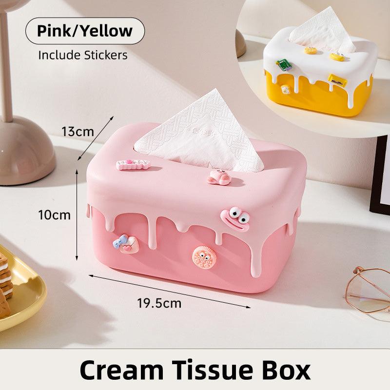 Cream Look Tissue Box in Pink or Yellow Set | StorageOZ