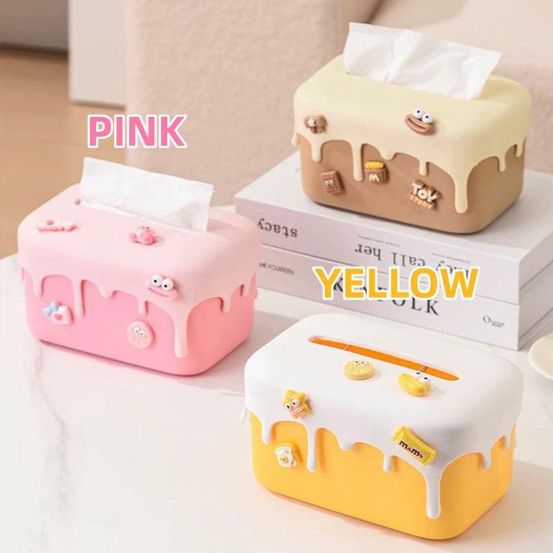 Cream Look Tissue Box in Pink or Yellow Set | StorageOZ