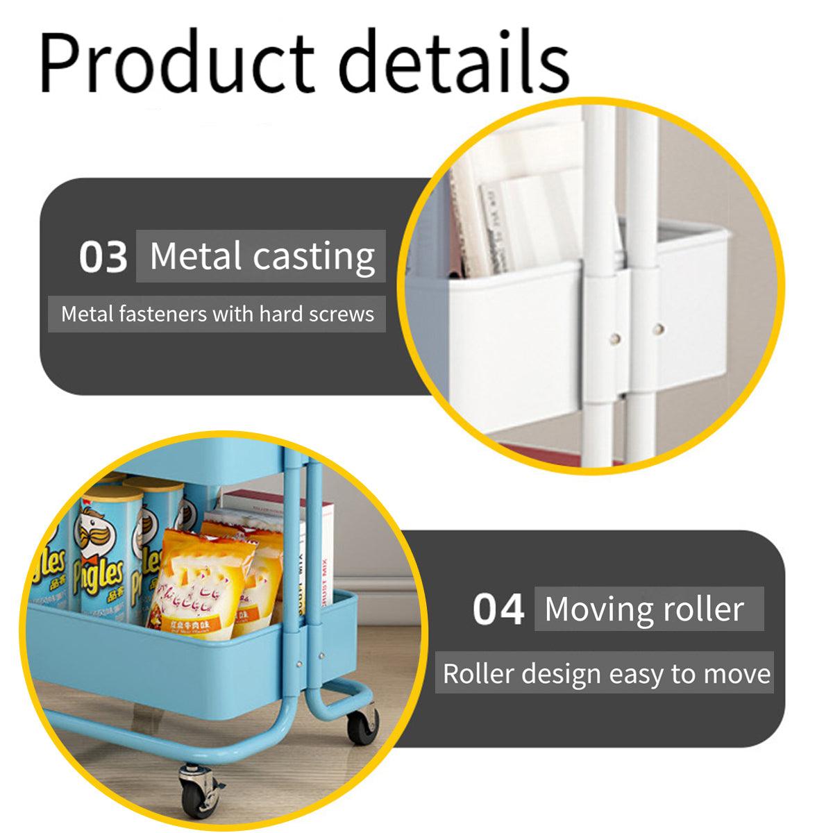 3 Tier Rolling Storage Trolley Three Colours | StorageOZ