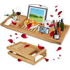 Extendable Bamboo Bathtub Caddy Tray Rack | StorageOZ