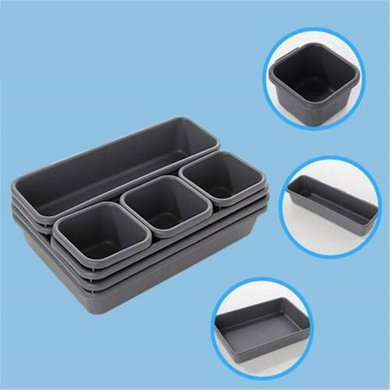 8 Pcs Drawer Desk Storage Trays Two Greys | StorageOZ