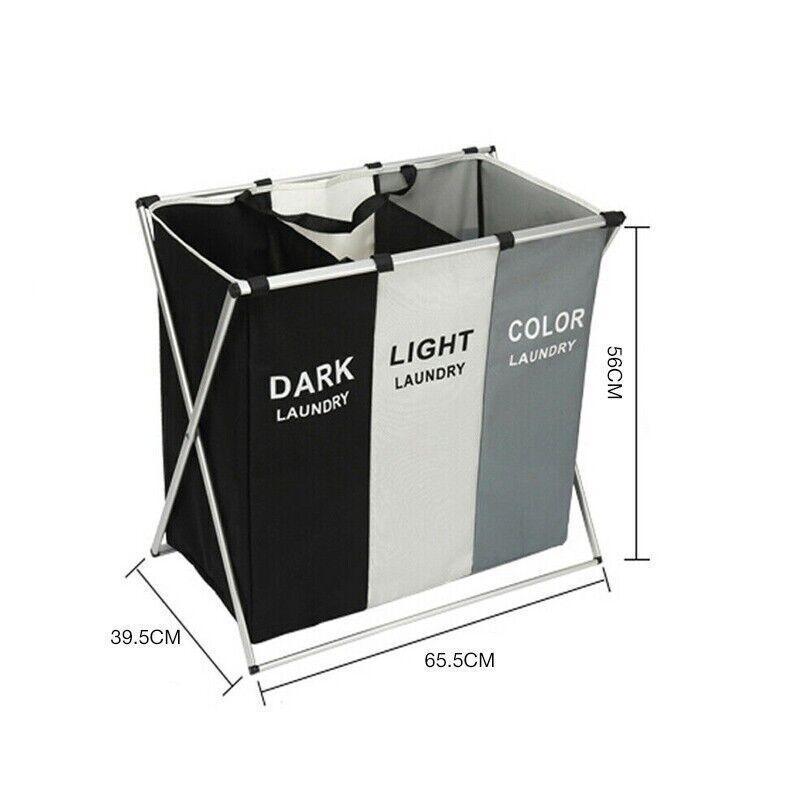 3 Compartment Foldable Laundry Basket Hamper | StorageOZ