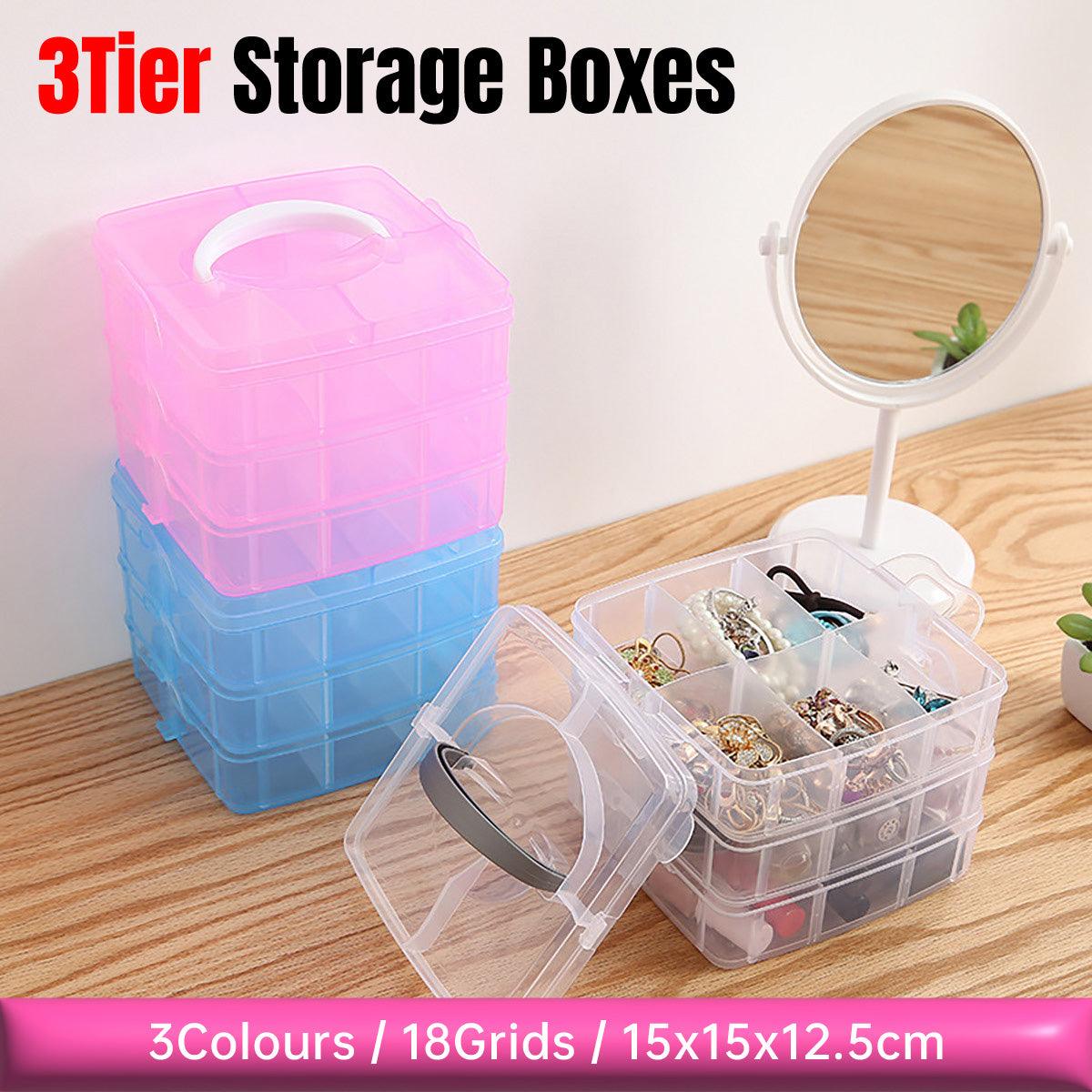 3 Tier Clear Storage Box in Three Colours | StorageOZ