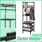 70 Inch Black Clothes Rack with Shelves Set | StorageOZ