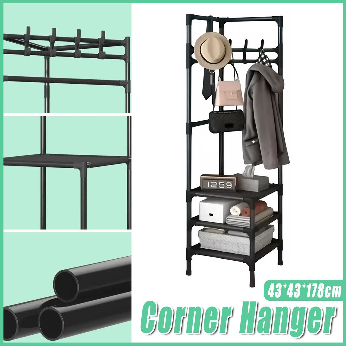 70 Inch Black Clothes Rack with Shelves Set | StorageOZ