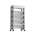 4 Tier Rolling Magazine File Cart Grey White | StorageOZ