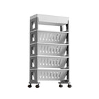 4 Tier Rolling Magazine File Cart Grey White | StorageOZ