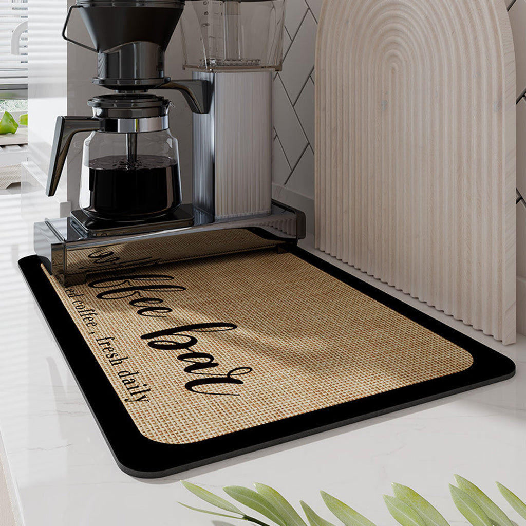 Absorbent Coffee Bar Mat Two Prints Rack | StorageOZ