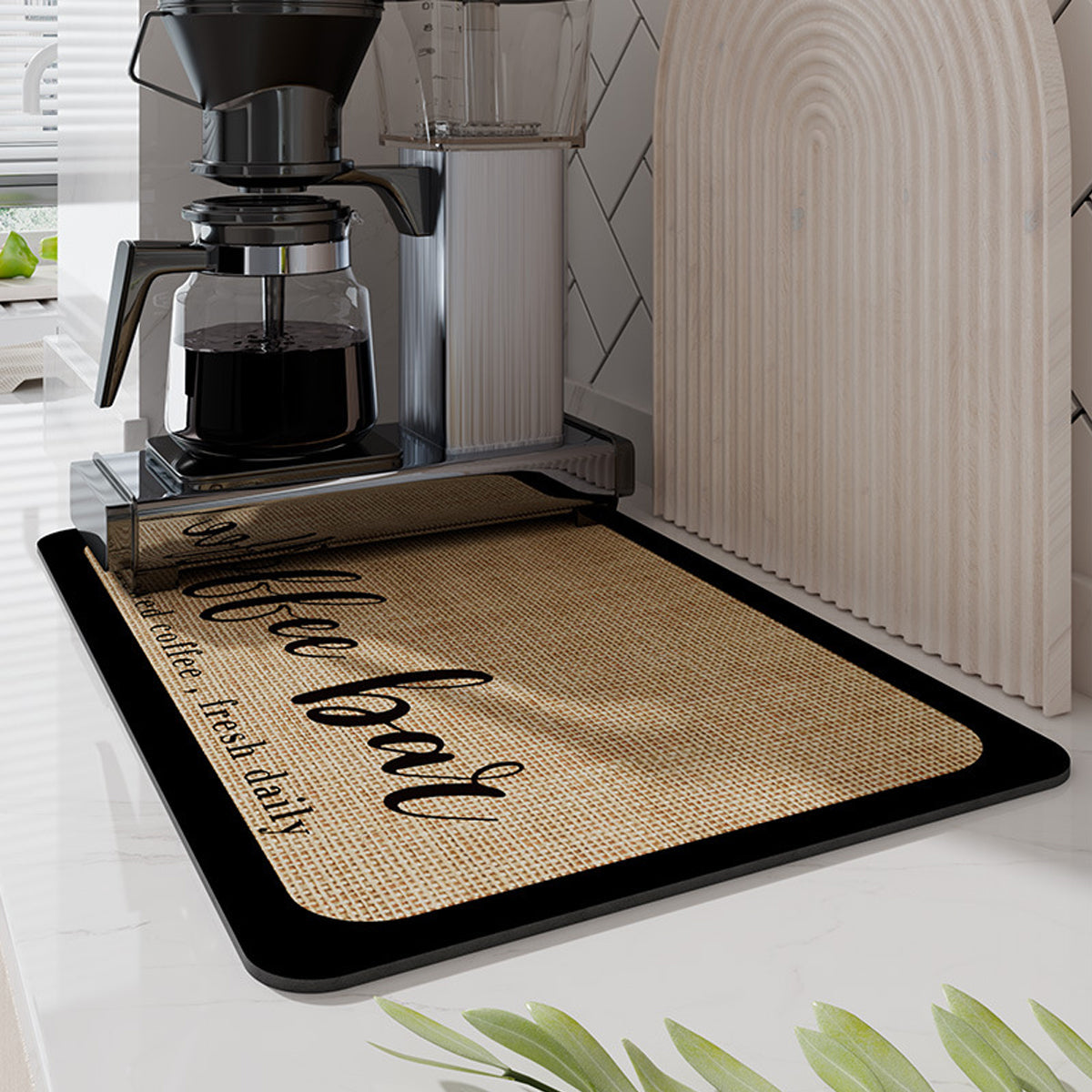 Absorbent Coffee Bar Mat Two Prints Rack | StorageOZ