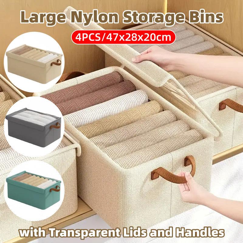 4 Pcs Foldable Fabric Storage Boxes Three Colours | StorageOZ