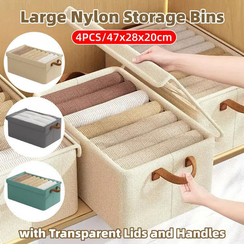 4 Pcs Foldable Fabric Storage Boxes Three Colours | StorageOZ