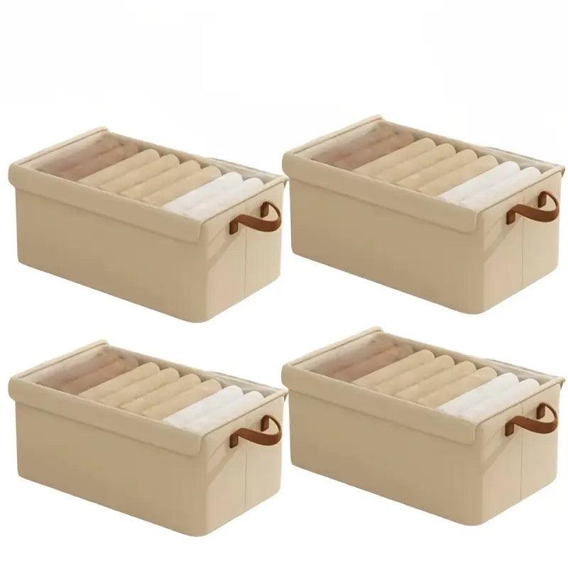 4 Pcs Foldable Fabric Storage Boxes Three Colours | StorageOZ