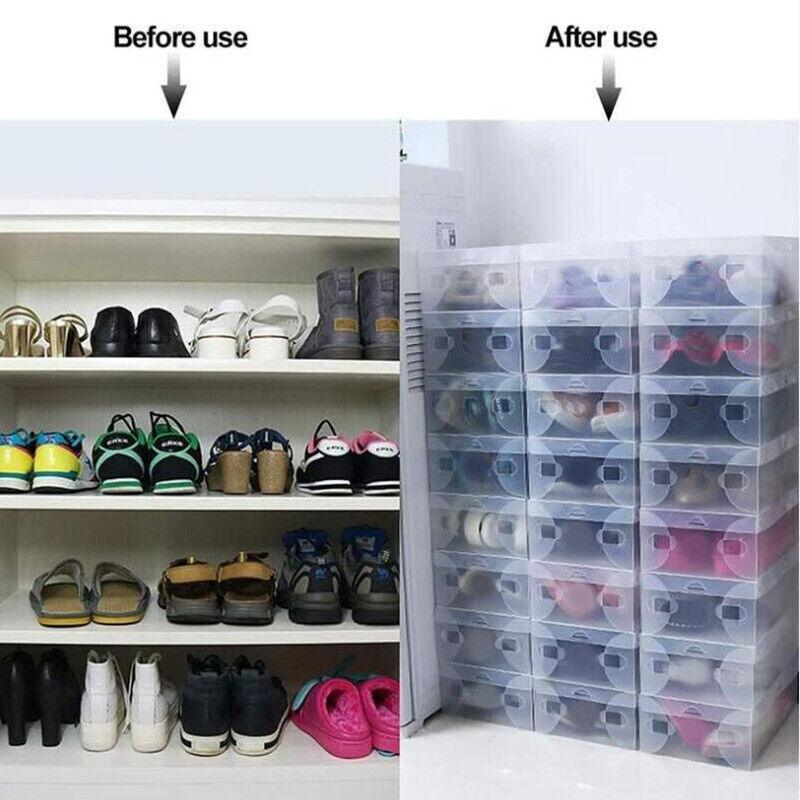20 Pcs Clear Shoe Storage Box Organiser Set | StorageOZ
