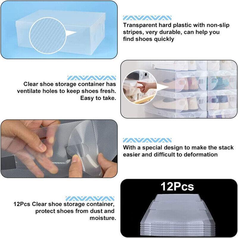 20 Pcs Clear Shoe Storage Box Organiser Set | StorageOZ