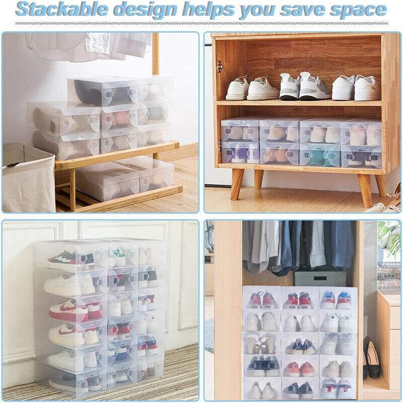 20 Pcs Clear Shoe Storage Box Organiser Set | StorageOZ