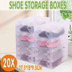 20 Pcs Clear Shoe Storage Box Organiser Set | StorageOZ