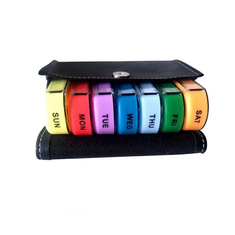 7 Day Colourful Pill Box with PU Travel Pouch | StorageOZ