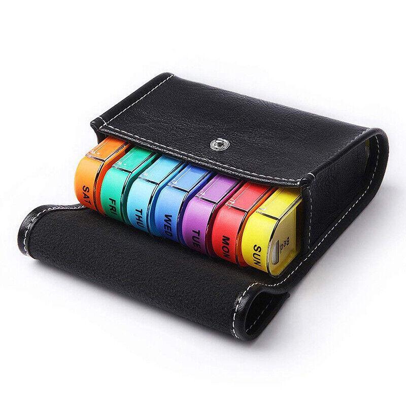 7 Day Colourful Pill Box with PU Travel Pouch | StorageOZ