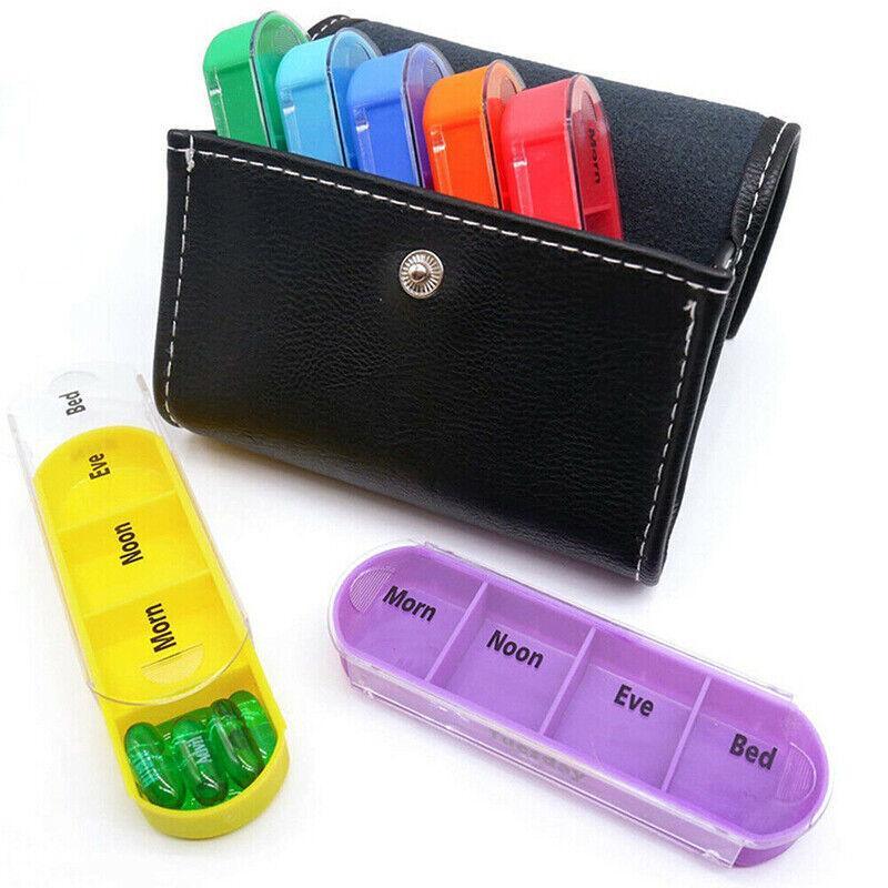 7 Day Colourful Pill Box with PU Travel Pouch | StorageOZ