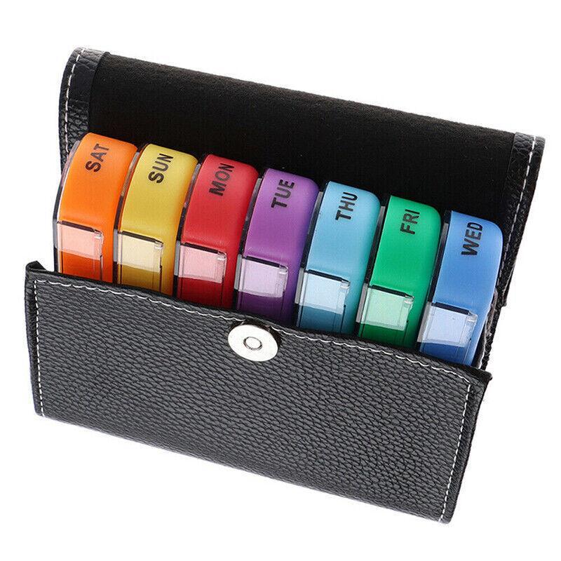 7 Day Colourful Pill Box with PU Travel Pouch | StorageOZ