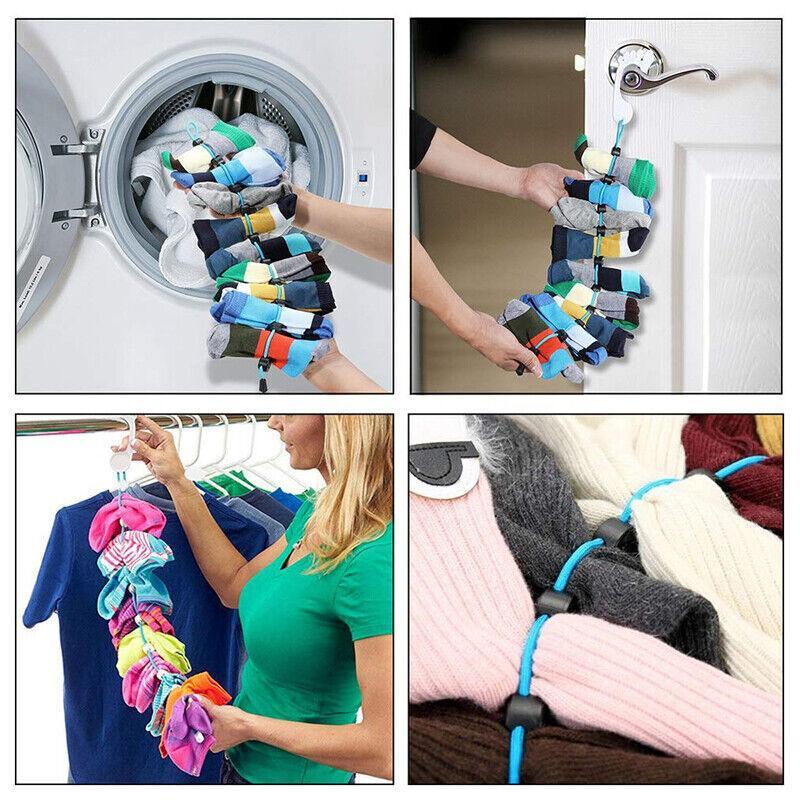 Sock Tidy Clips with Rope in Three Colours | StorageOZ