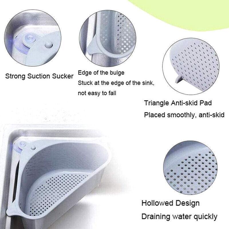Triangle Sink Drain Basket with Suction Cup | StorageOZ
