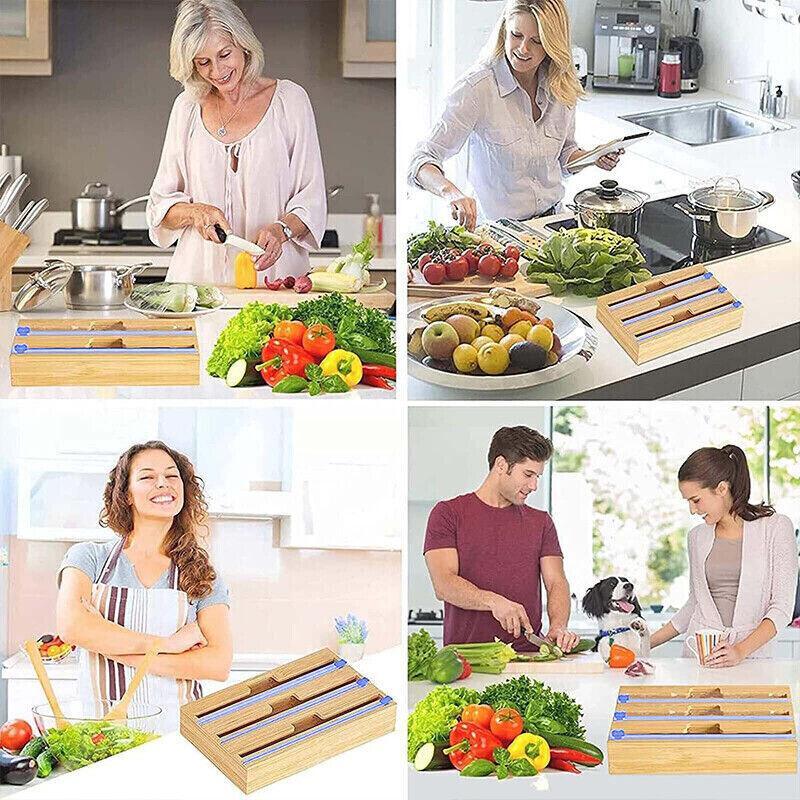 Bamboo Wrap Dispenser Box in Two Drawer Sizes | StorageOZ