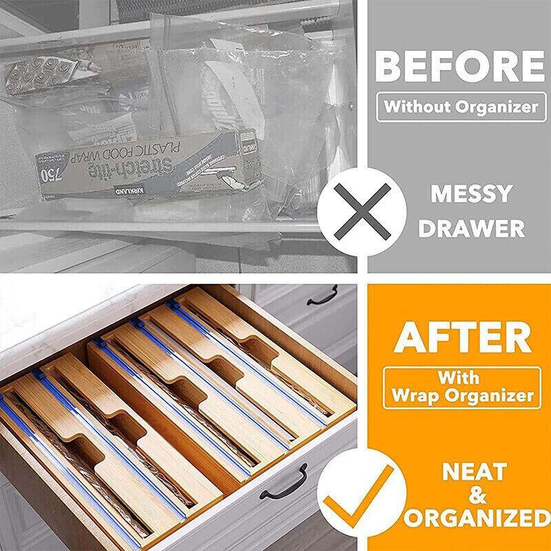 Bamboo Wrap Dispenser Box in Two Drawer Sizes | StorageOZ