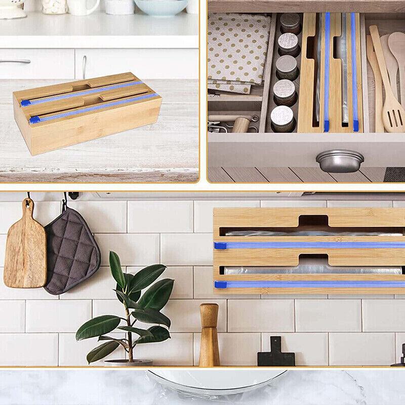 Bamboo Wrap Dispenser Box in Two Drawer Sizes | StorageOZ