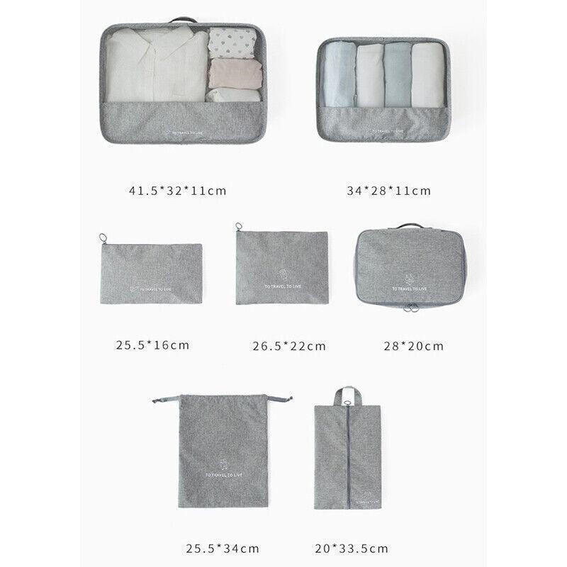 7 Pcs Travel Packing Cubes Luggage Organiser | StorageOZ