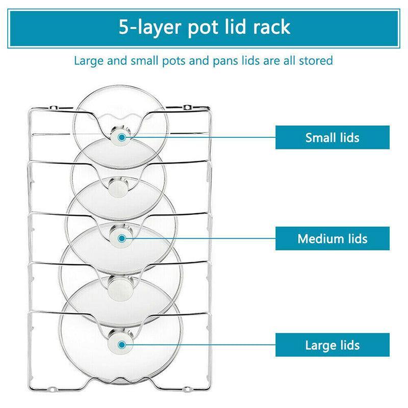 Kitchen Cupboard Pot Lid Rack for Five Lids | StorageOZ
