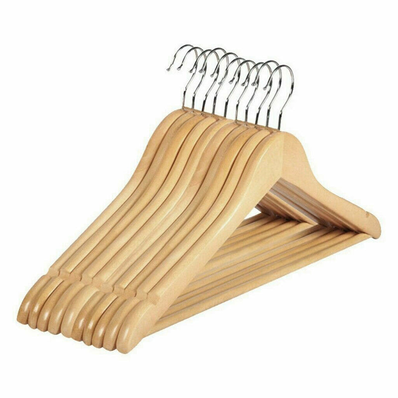 10 Pcs Wooden Clothes Hanger Closet Rail Set | StorageOZ