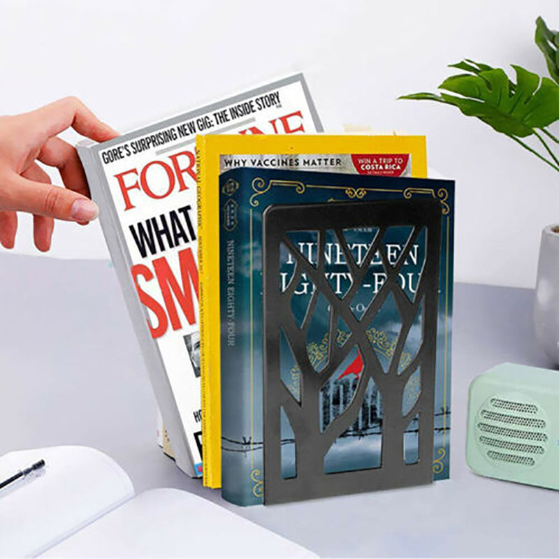 Metal Tree Pattern Bookend Pair Shelf Set | StorageOZ