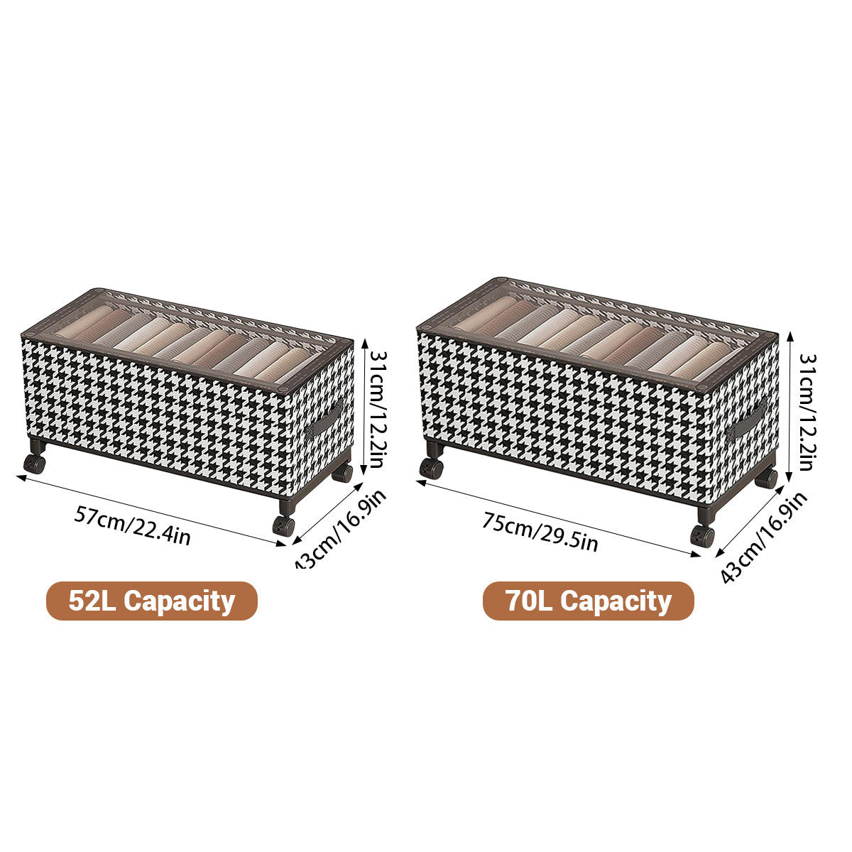 Wheeled Under Bed Storage Box Two Sizes Set | StorageOZ