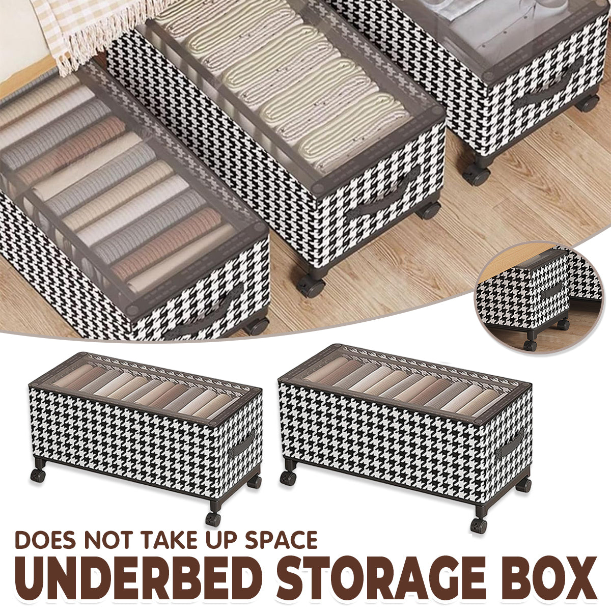 Wheeled Under Bed Storage Box Two Sizes Set | StorageOZ